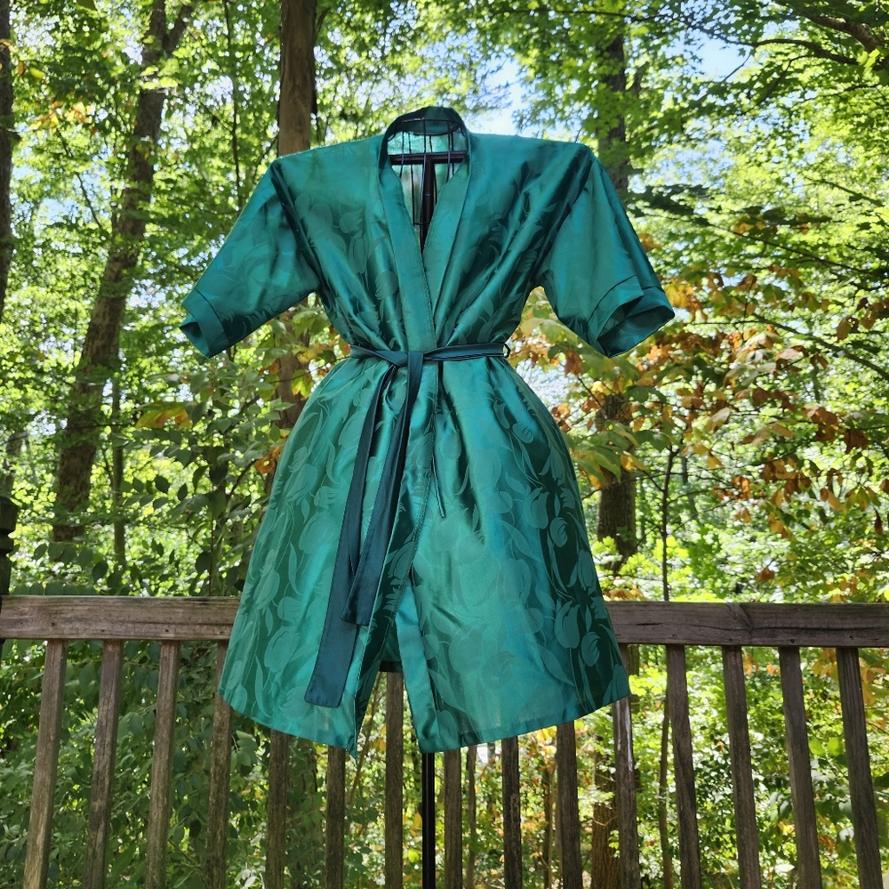 Vintage Green Floral Robe by Mel Lin